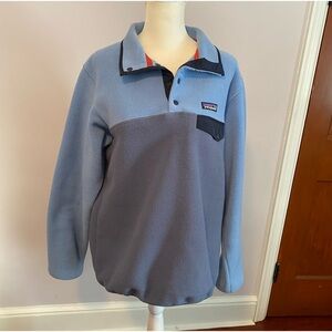 Patagonia Blue and Gray Fleece Pullover